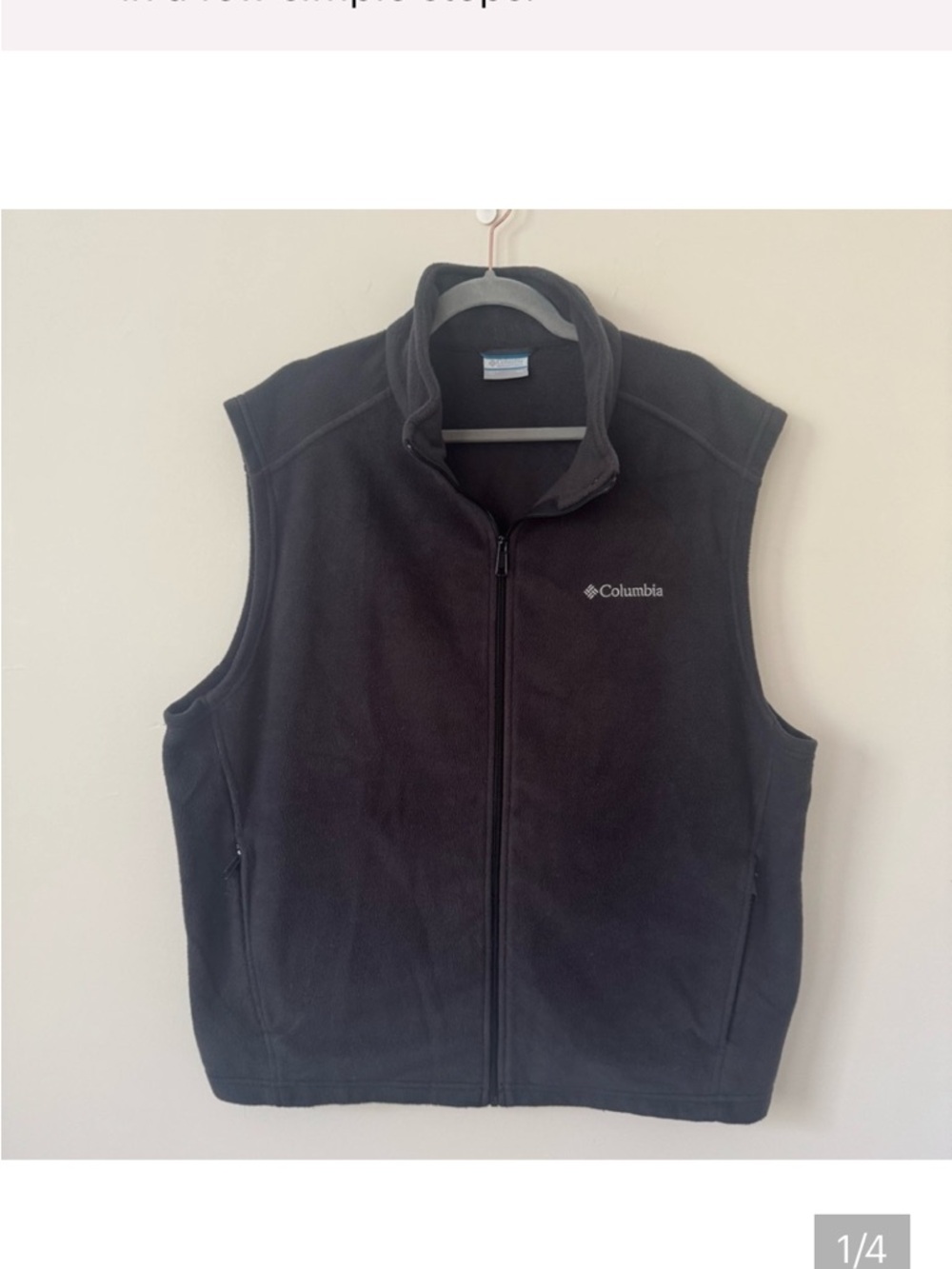 Columbia Black Fleece Vest with Blue Trim